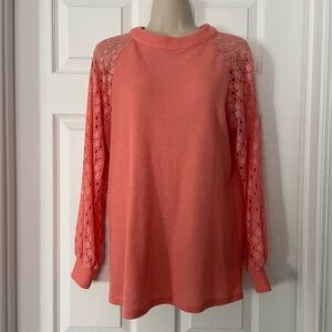 Coral Lace Sleeve Top
